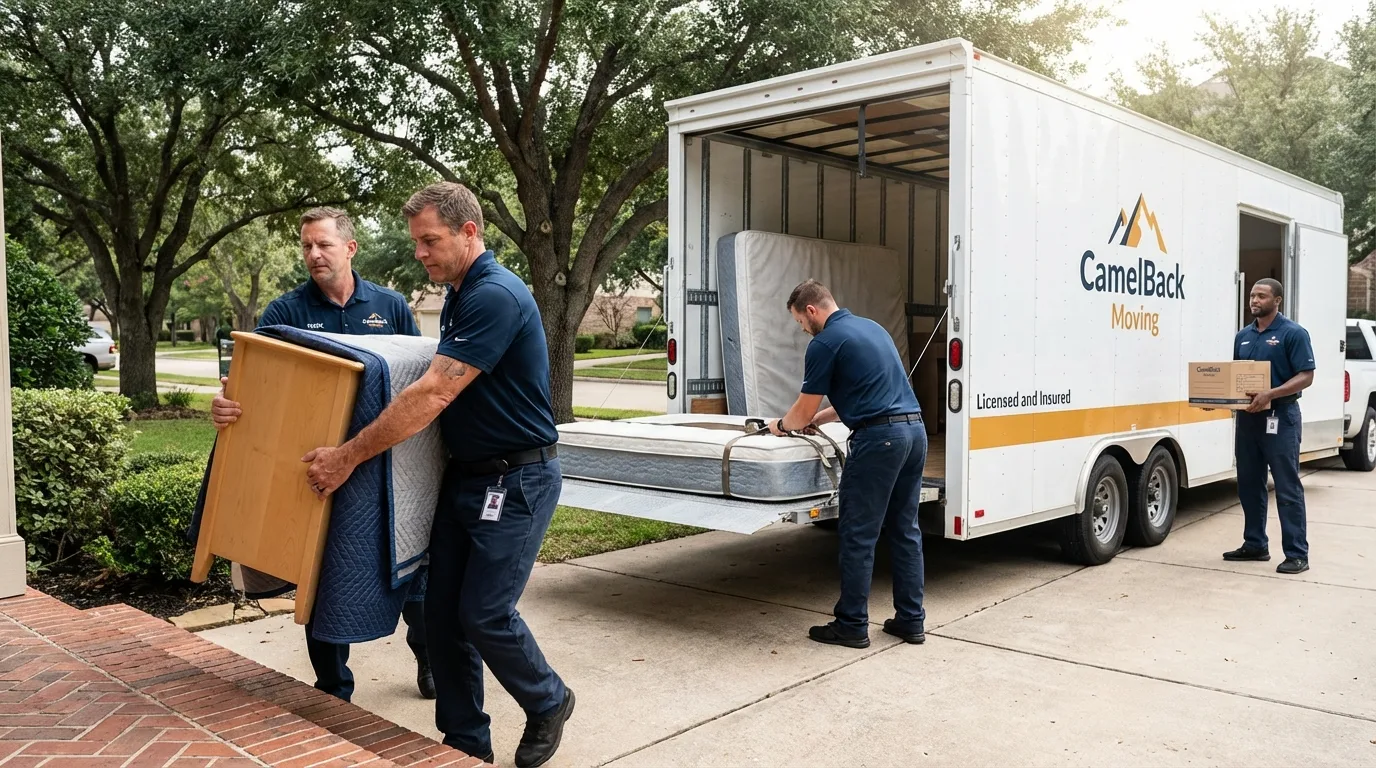 Crew loading residential truck for cross-state move from Newport, TN