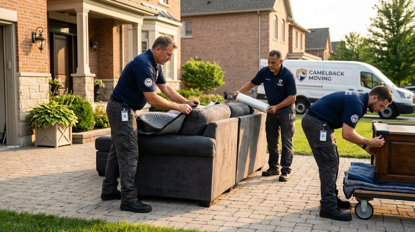 Large estate moving crew wrapping furniture in Newport, TN