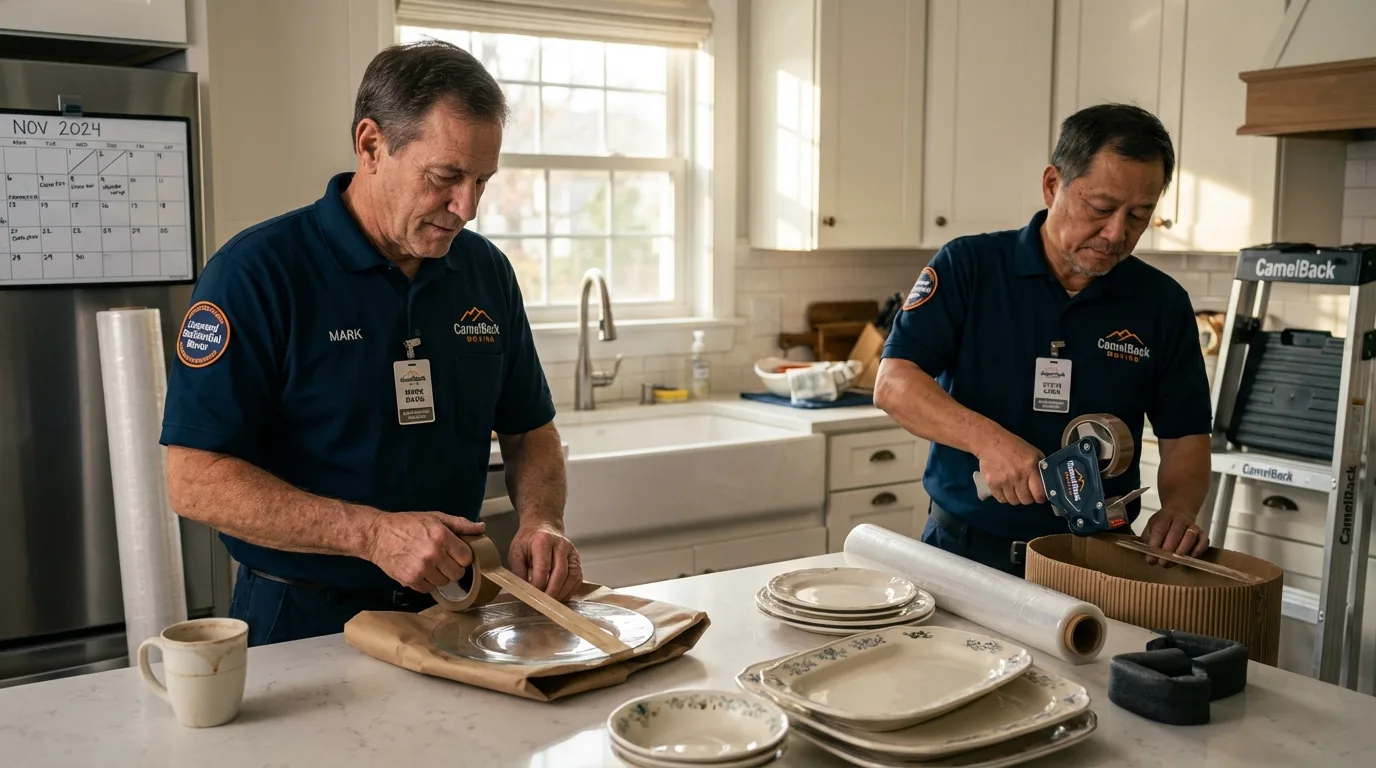 Professional crew packing kitchen dishware in Newport, TN
